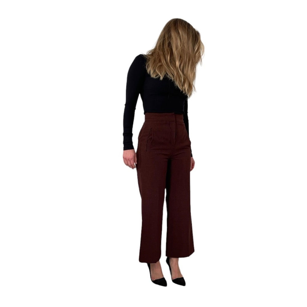Aritzia Little Moon Size 00, Color Brick Red, Checked KickFlare Malva Ankle Pant